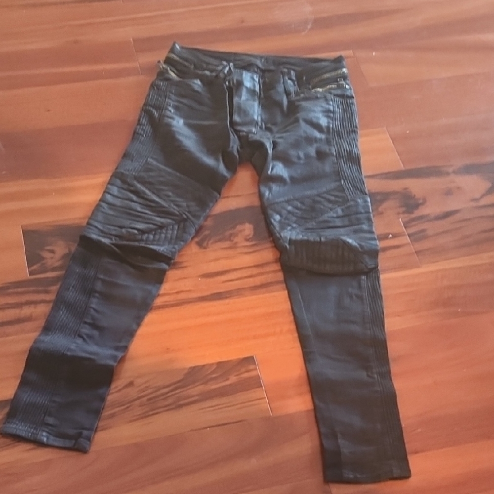 Balmain Black Skinny Jeans with Ribbed Design